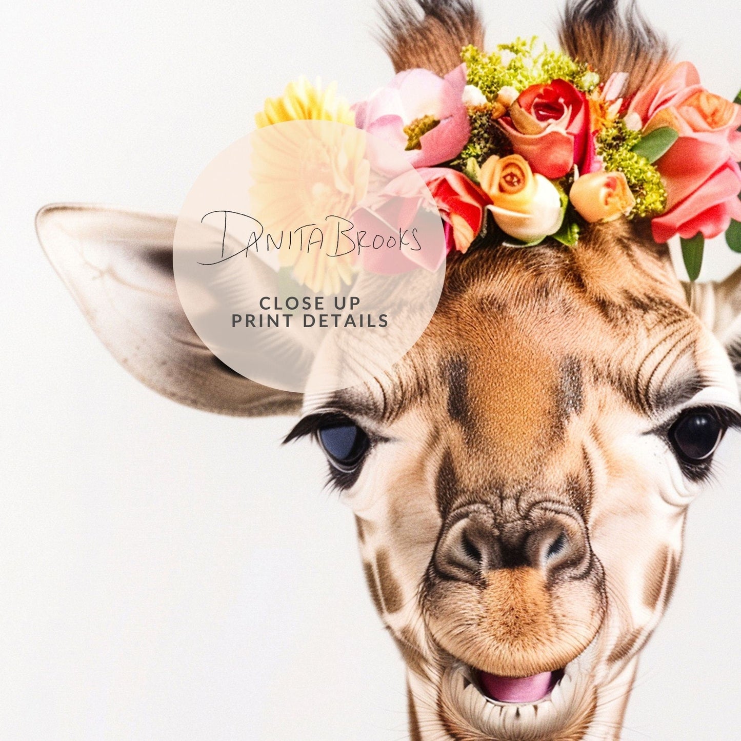 Giraffe Flower Crown Print