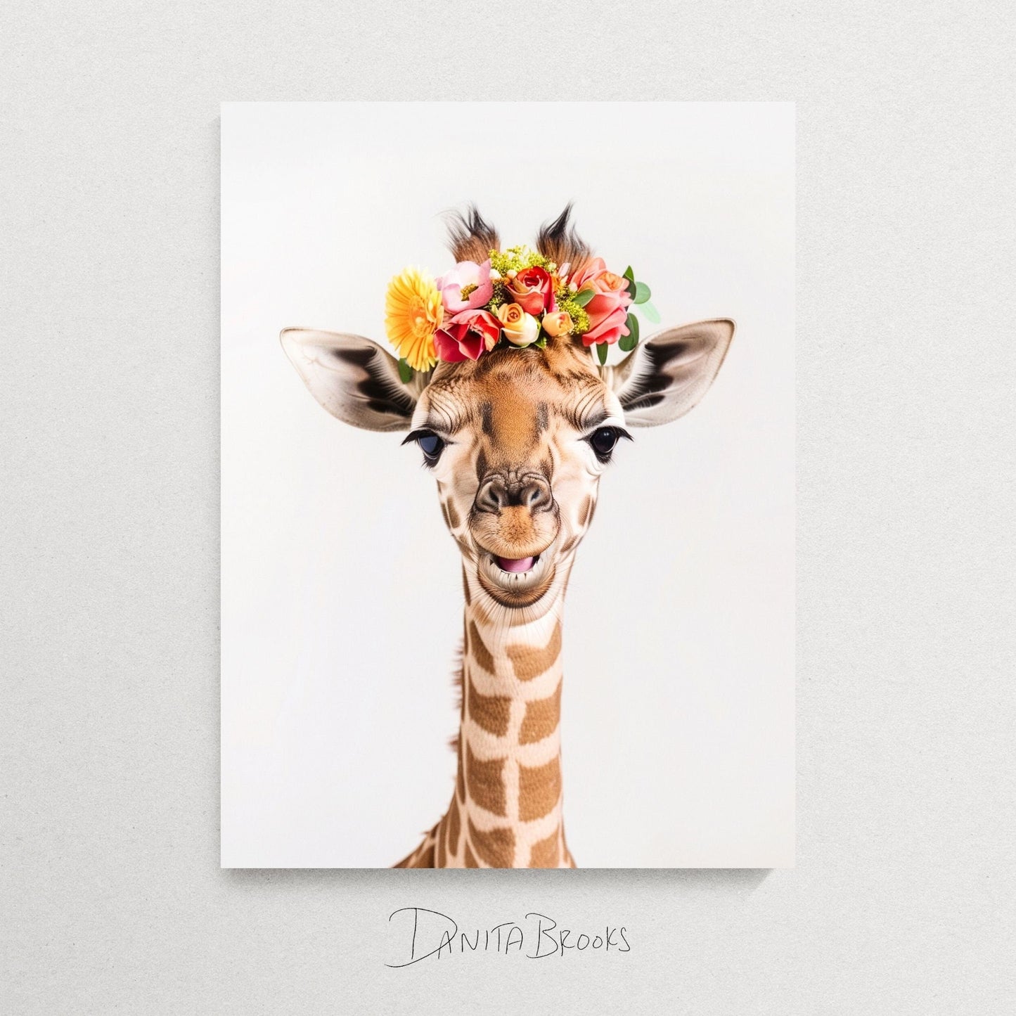 Giraffe Flower Crown Print