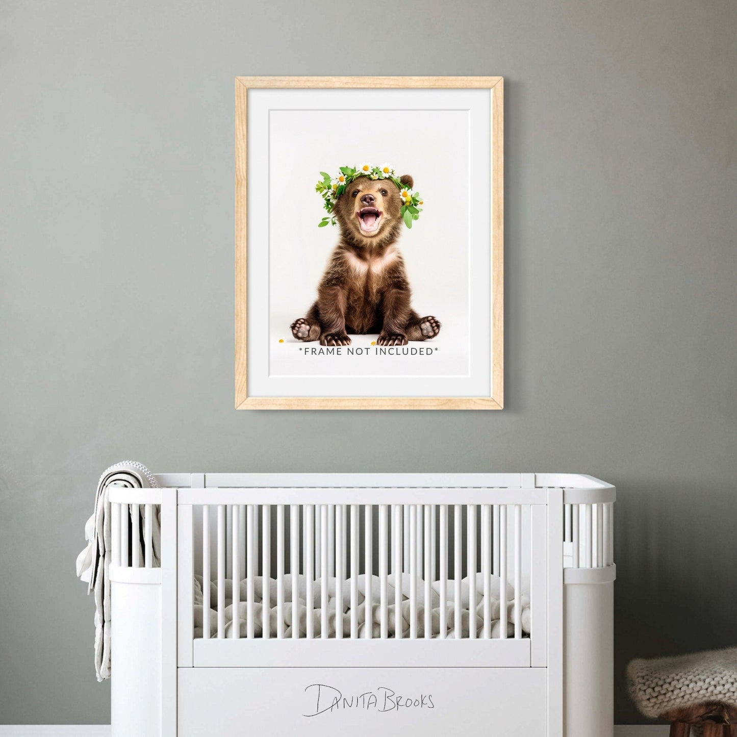 Sitting Bear Flower Crown Print