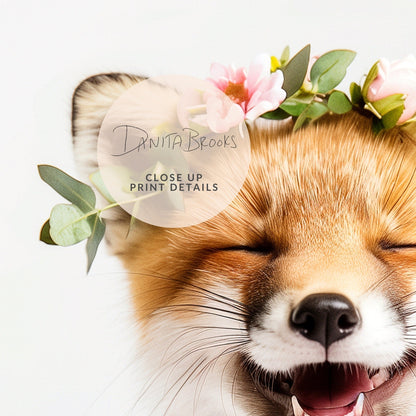 Fox Flower Crown Print