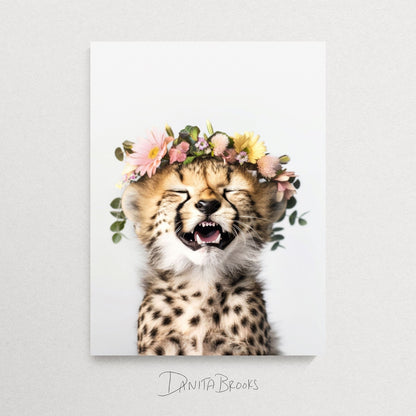 Cheetah Flower Crown Print