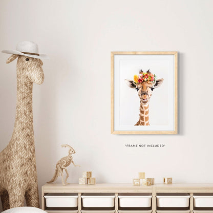 Giraffe Flower Crown Print