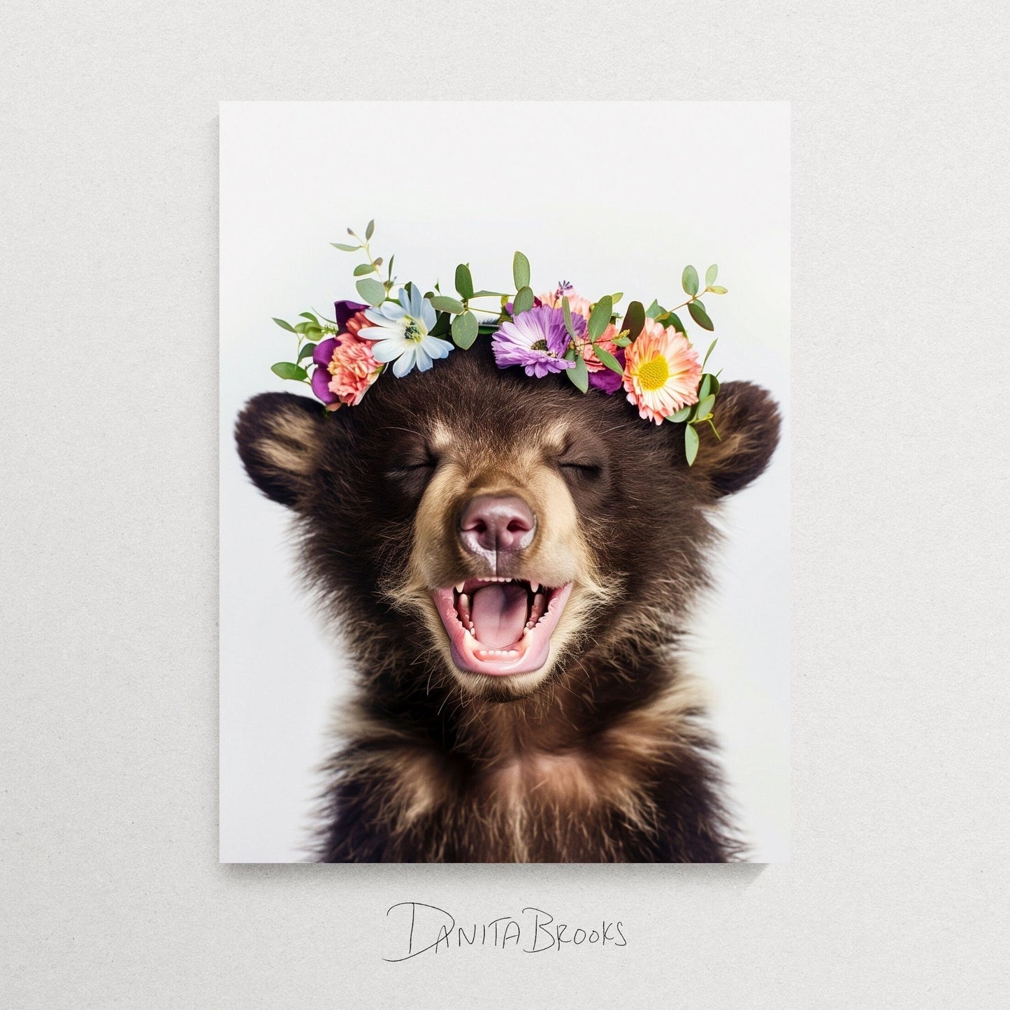 Woodland Bear Flower Crown Print