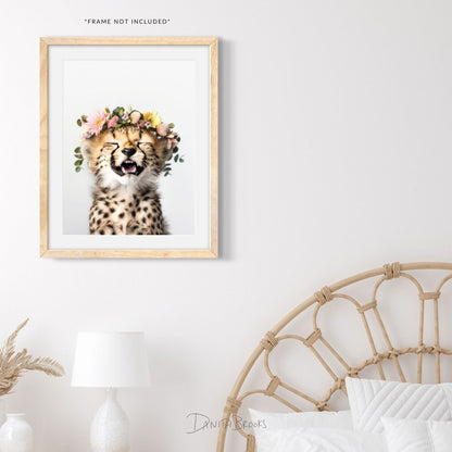 Cheetah Flower Crown Print