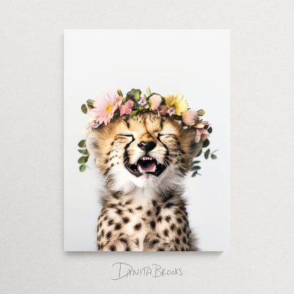 Cheetah Flower Crown Art Print by Danita Brooks Studio