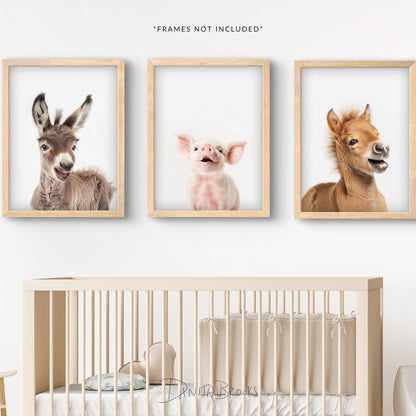 3 Farm Animals Print Set